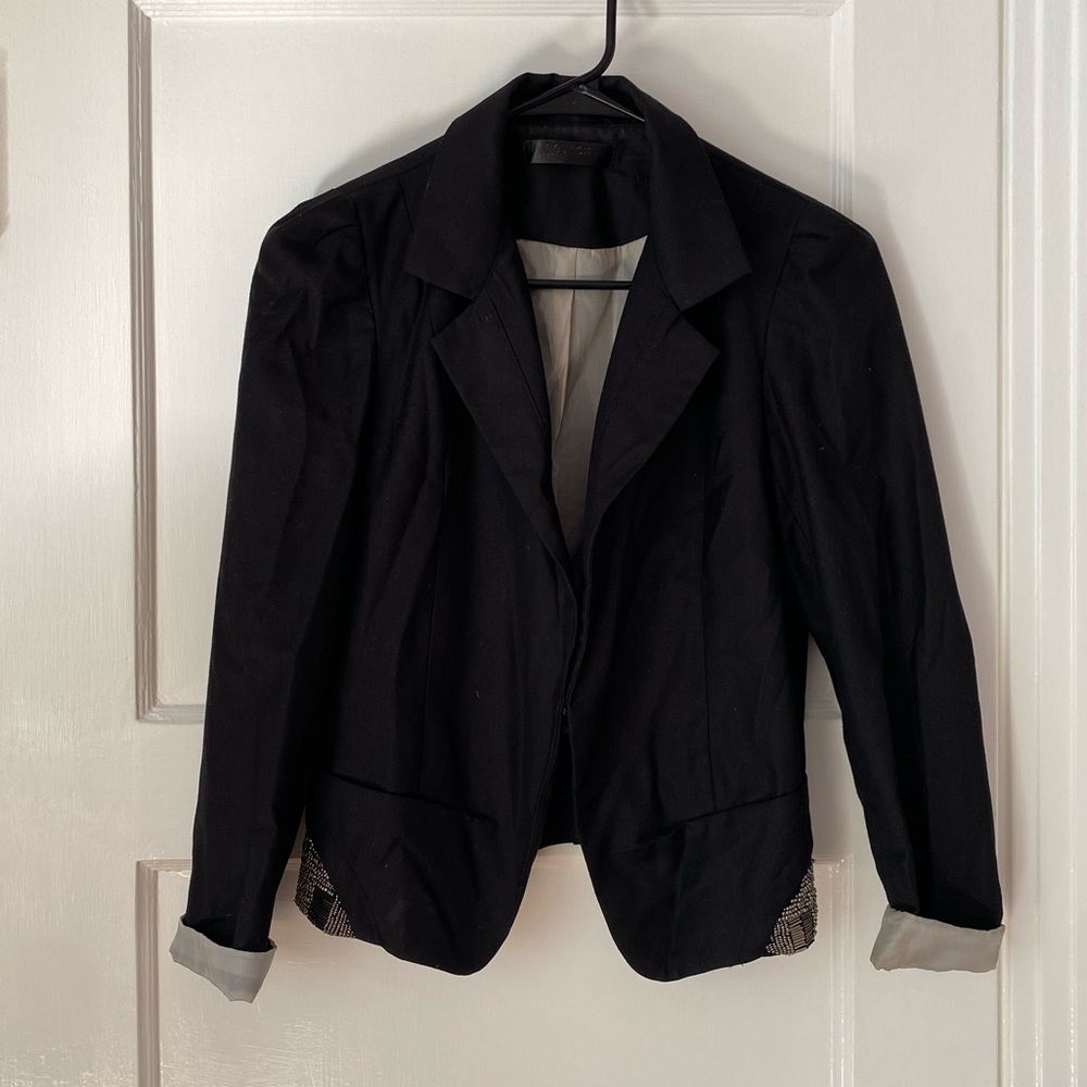 Black Blazer with Beaded Detail